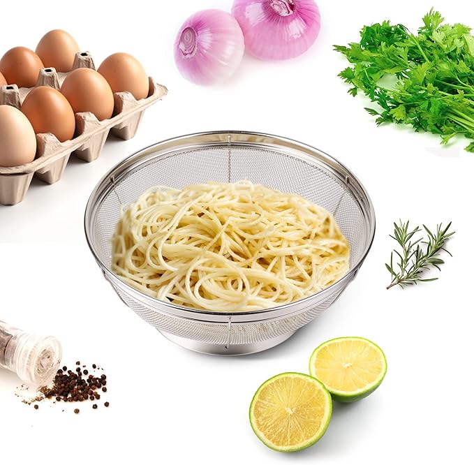3 Pack Strainers for Kitchen, 18/8 Stainless Steel Colander, Fine Mesh Strainer for Pasta, Rice and Fruit, Sieve for Strain, Drain, Rinse or Steam (5-Quart, 4-Quart and 3-Quart) - Image 7