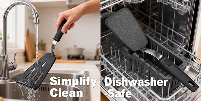 3 Piece Silicone Spatula Turner Set, Spatulas Silicone Heat Resistant Kitchen Cooking Utensils Set for Nonstick Cookware - Flexible Stainless Steel with Silicone, Dishwasher Safe