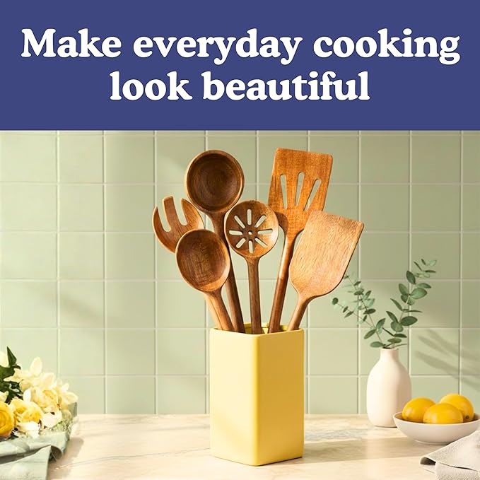 Non-Toxic Cooking Utensils – 6-Piece Kitchen Utensils Set, Glue-Free & One-Piece Wooden Spoons for Cooking, Natural Wooden Utensil Set with Plant-Based Finish, Free of Forever Chemicals - Image 7