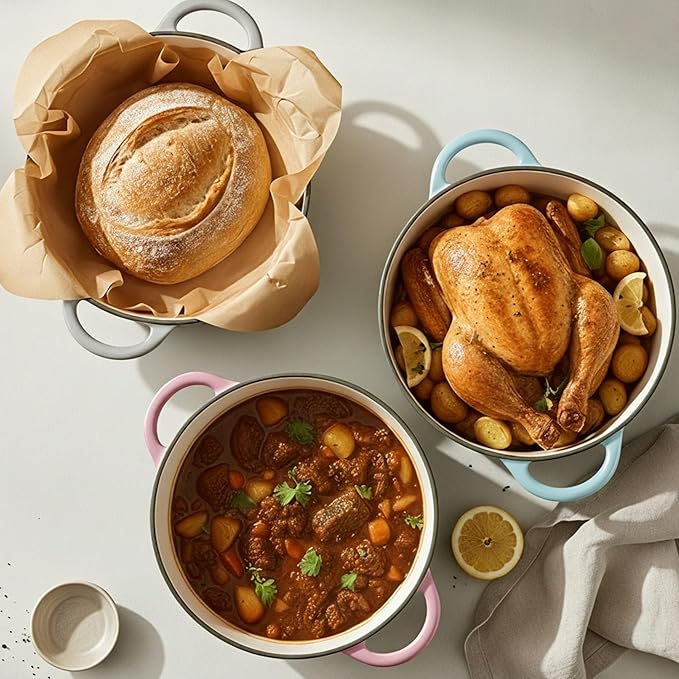 6 Quart Dutch Oven Pot with Lid, Non Stick Enameled Cast Iron Dutch Oven for Bread Baking, Heavy-Duty, Oven Safe Ceramic Cookware Up to 500°F for Baking, Braising, Stews, Roasting, Verdant - Image 7