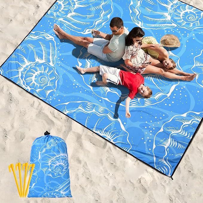 WIWIGO Beach Blanket Waterproof Sandproof Beach Mat 79" X 83"/10'x9'for 2-8 Adults Quick Drying Outdoor Picnic Mat Beach Accessories for Travel, Camping, Hiking - Image 6