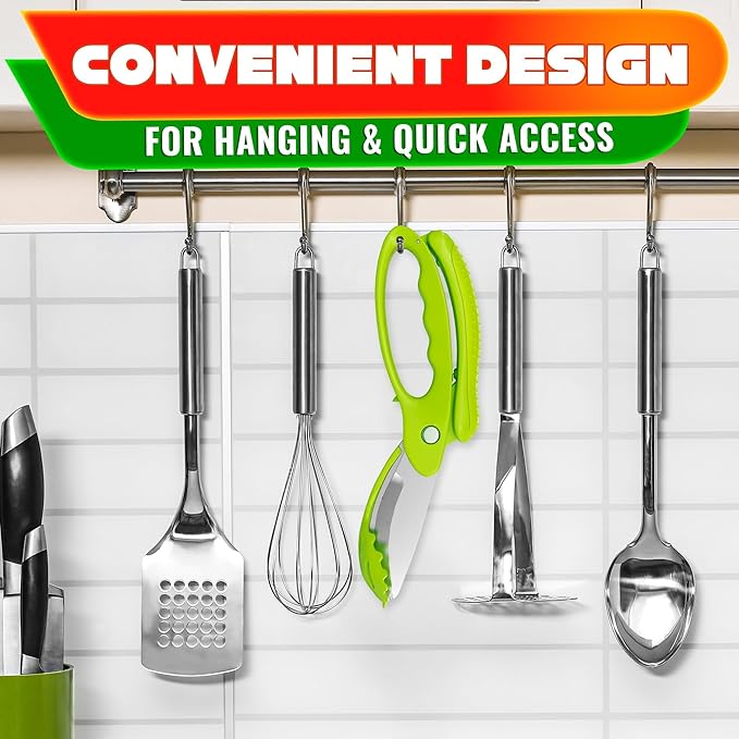 Salad Scissors for Chopped Salad – Multiblade Food Scissor Chopper With Spring-Loaded System & Anti-Slash Head for Fast Double Cutting – 8.9" Handy Size Lettuce Chopper, Stainless Steel Blades - Image 9