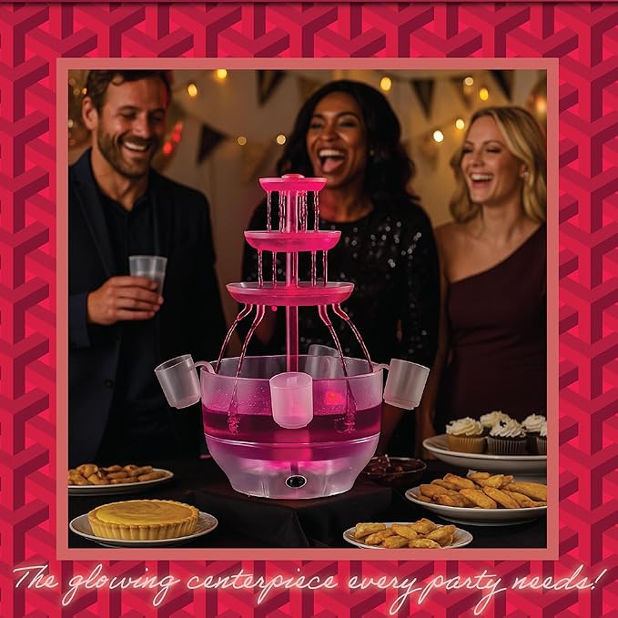 Kusini Drink Fountain for Parties - 1.5 Gal, 3 Tier Punch Bowl Drink Tower, LED Base, 4 Reusable Cups - Drink Dispenser Machine for, Juice, Punch, Pani Puri Fountain for Party Hosting Supplies - Image 7