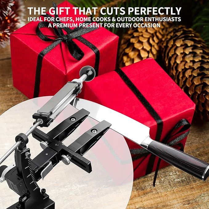 CWOVRS Knife Sharpening System, Precision Adjust Knife Sharpener 9–25°, CNC Aluminium, Dual Knife-Clip Knife Sharpening Kit W/ 360° Flip, 2-Sided Stone Clamp, 6 Stones Kit for Chef Kitchen Knives - Image 6
