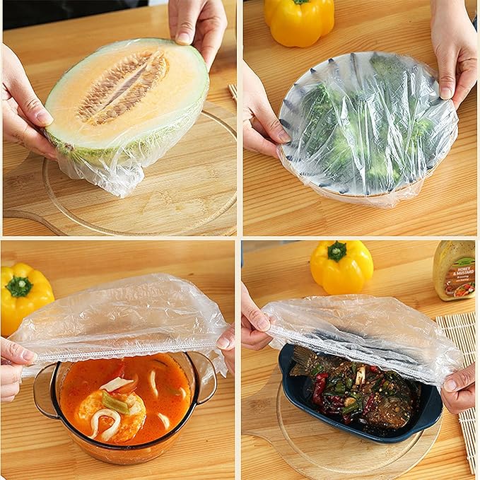 300 Pcs Reusable Elastic Food Covers –Stretchable Bowl & Plate Covers for Bread Proofing Food Storage Picnics. BPA Free, Dishwasher Safe, Universal Fit Clear Adjustable Bread Fermentation Basket Cover - Image 7