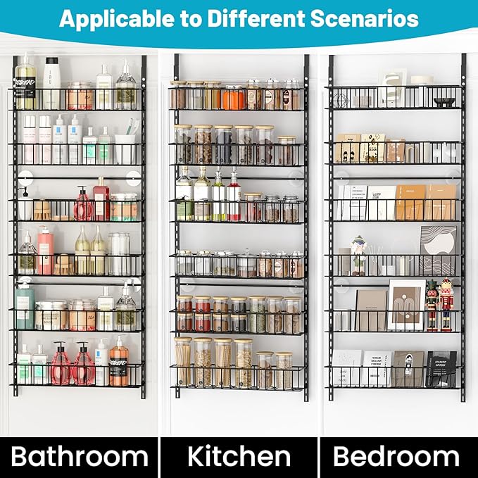 ElegantArray 6-Tier Pantry Door Oragnizer, Over The Door Pantry Organizer Rack and Storage, Hanging Spice Rack Shelves Door, Home Office Laundry Room Bathroom & Kitchen Organization Essentials Metal - Image 8