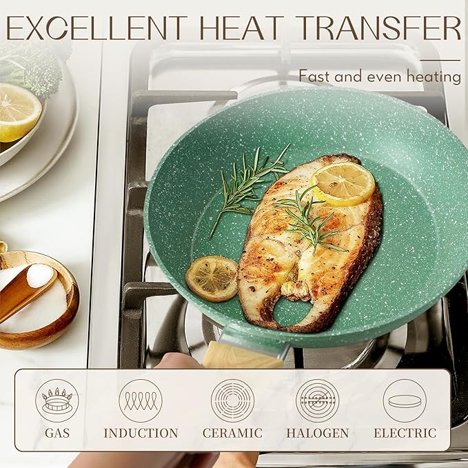 Innerwell Nonstick 9.5 Inch Skillet, Aluminum, Non-Toxic, PTFE & PFOA Free, Suitable for All Stovetops, Easy to Clean, Multipurpose - Image 8