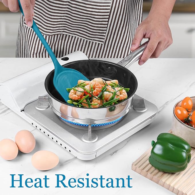LIANYU 8Pcs Kitchen Utensils Set, Heat Resistant Cooking Utensils, Kitchen Tools Gadgets for Nonstick Cookware, Includes Silicone Spatula, Ladle, Spoon Turner, Dishwasher Safe, Blue - Image 8