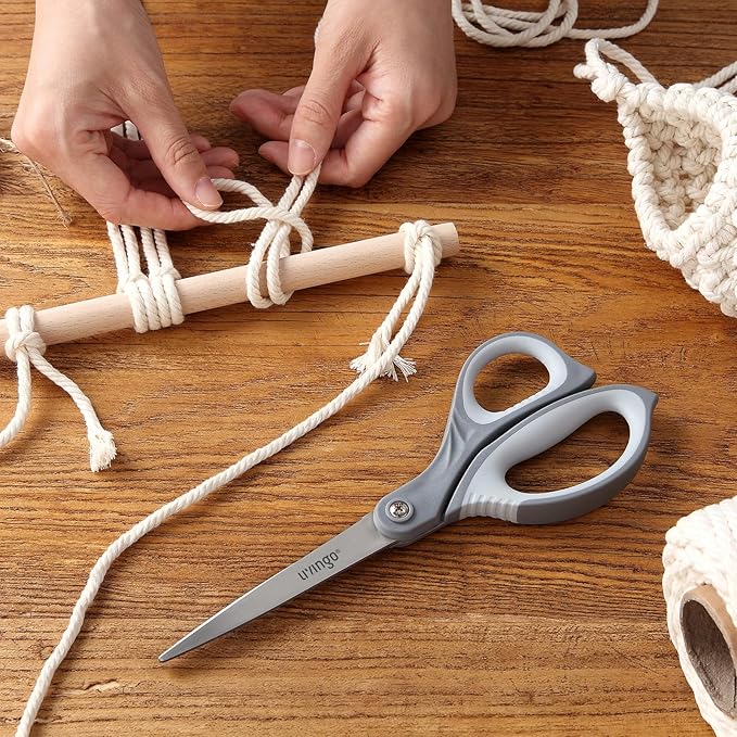 LIVINGO 3 Pack Scissors for Office: Sharp Stainless Steel Shears Heavy Duty All Purpose for Cutting Crafting Paper Fabric, Gray Comfort Handles, 8.5 Inches - Image 6