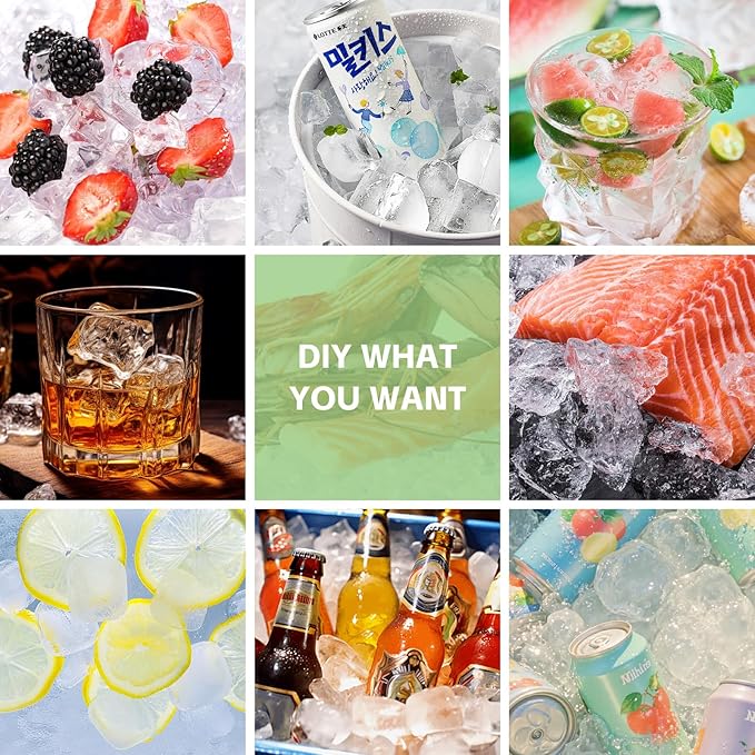 Silicone Ice Cube Tray with Locks Lids 4 Pack, Easy Release Flexible 15 Square Ice Trays for Freezer, Stackable & Reusable Ice Cube Mold for Whiskey, Cocktails, Baby Food, BPA Free