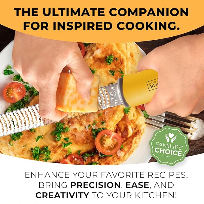 Orblue Lemon Zester & Cheese Grater - Premium Citrus Zester, Kitchen Grater for Parmesan, Chocolate, Fruits, Vegetables, Ginger, Garlic, Nutmeg - Stainless Steel Blades with Protective Cover, Yellow - Image 9
