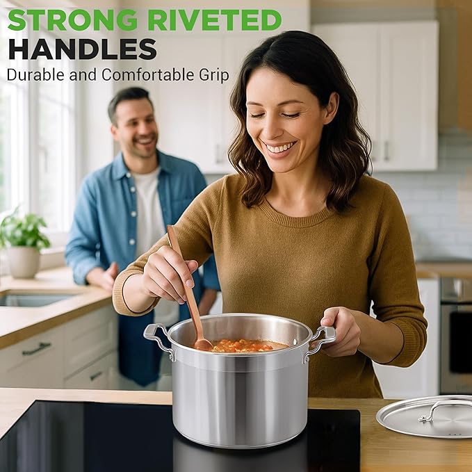 NutriChef 8 Qt Heavy-Duty Stockpot with Stainless Steel Lid - Induction Compatible Cooking Pot, Ideal for Soups and Stews - Image 8