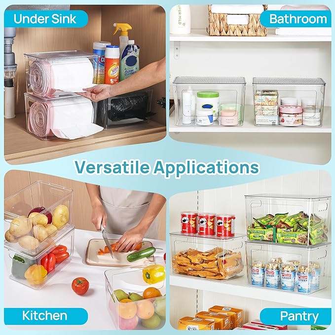 Vtopmart 1 Pack Trash Bag Holder, Stackable Garbage Bag Dispenser for 13/30/33 Gallon Bags, Onion and Potato Storage Bins for Kitchen, Clear Organizer Bins for Under Sink, Laundry Room - Image 8