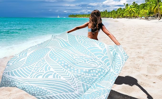 HIHOHO Beach Blanket Waterproof Sandproof Extra Large Beach Mat 79" X 83"/120"x108"for 1-8 Adults Quick Drying Durable Outdoor Picnic Mat for Beach Travel Camping Hiking