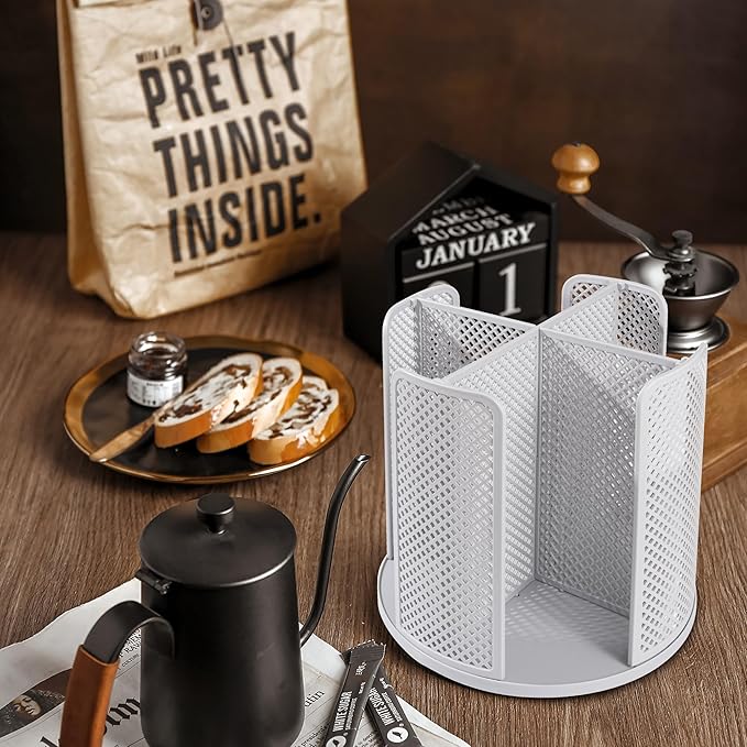 Rotating Paper Cup Dispenser, Cup Holder with 4 Compartments, Disposable Coffee Cup Dispenser Removable, Plastic Cup Storage & Lid Holder for Countertops, Kitchen, Coffee Stations (Gray) - Image 7