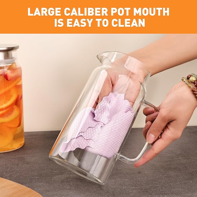 Set of 2 Glass Pitcher with Lid, 1200ml Leak Proof,Glass Water Jugs, BPA-Free,Microwave & Dishwasher Safe Pitcher,Sun & Iced Tea, Sangria,Cold Brew Coffee & More - Image 6