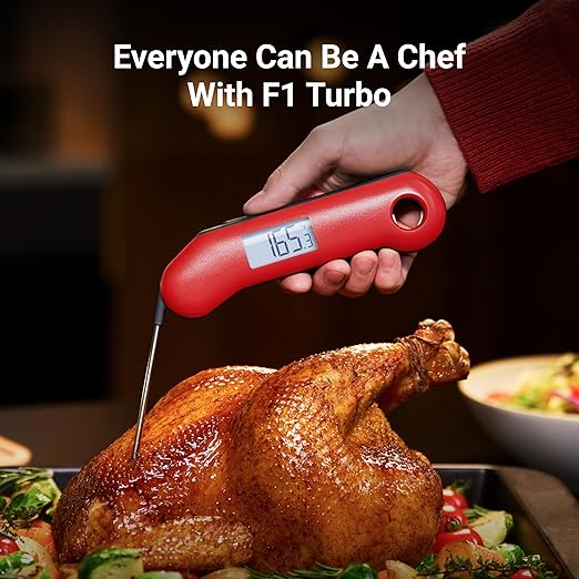 ThermoMaven ProfessionaI Meat Thermometer Digital, 3X Faster 0.5 Sec Instant Read, NIST Certified Accuracy ±0.5°F, 100% Waterproof Probe, Auto-Rotate Bright Indicator, for Candy/Grill/BBQ, Red & Gray - Image 9