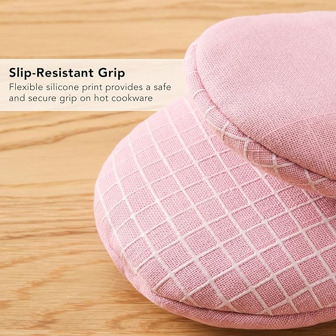 KITCHENAID Gourmet Series Gridlines Mini Oven Mitts 2-Pack Set, Heat Resistant up to 600°F, Soft Silicone Grip, Magnetic Cuff, Dried Rose, 5.5"x9" - Image 7