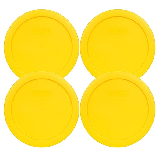 Pyrex 7201-PC 4 Cup Meyer Lemon Yellow Food Storage Replacement Lids (4-Pack) - Made in USA by Pyrex