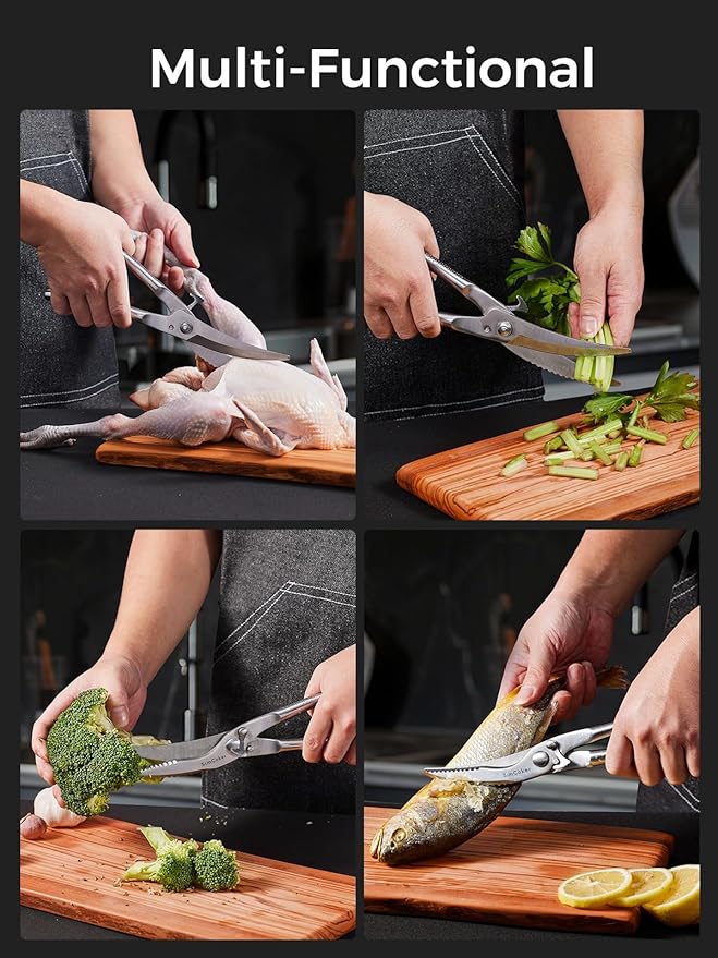 Full Steel Poultry Shears Heavy Duty, Professional Bone Cutting Scissors for Chicken, Meat, Turkey & Fish, Sharp & Durable Kitchen Shears, Dishwasher Safe - Image 7