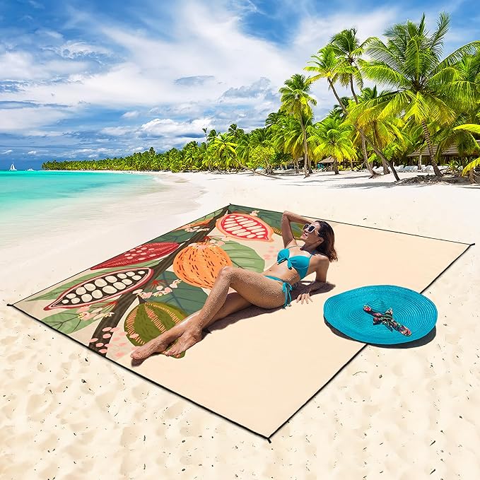 HIHOHO Beach Blanket Waterproof Sandproof Extra Large Beach Mat 79" X 83"/120"x108"for 1-8 Adults Quick Drying Durable Outdoor Picnic Mat for Beach Travel Camping Hiking