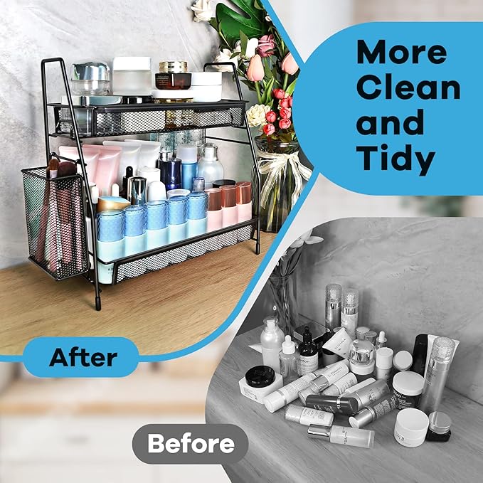 SPISPI Bathroom Organizer Countertop, Spice Rack Organizer for Cabinet,Bathroom Counter Organizer, Kitchen Countertop Organizer (Pack of 2) - Image 5