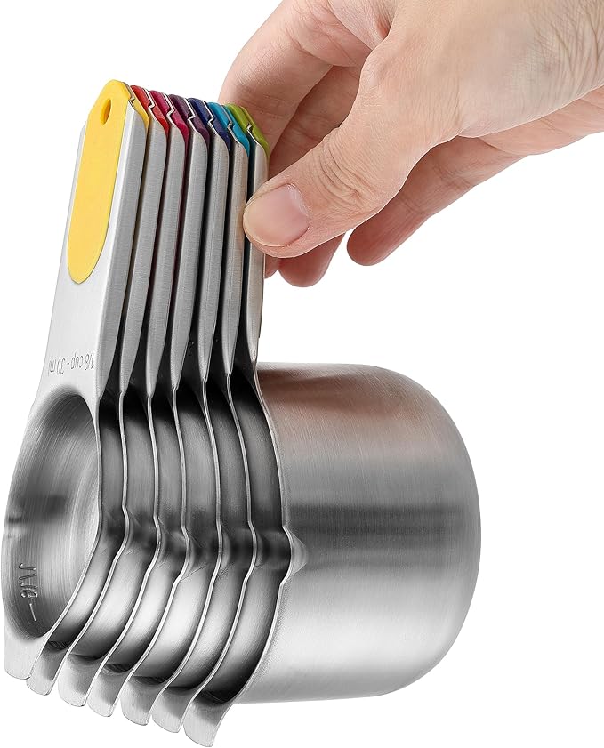 Spring Chef Magnetic Measuring Cups & Spoons Set, Patented, Strong N45 Magnets, Heavy Duty Stainless Steel Fits in Spice Jars for Baking & Cooking, BPA Free, Set of 15 with Leveler, Multicolor - Image 9