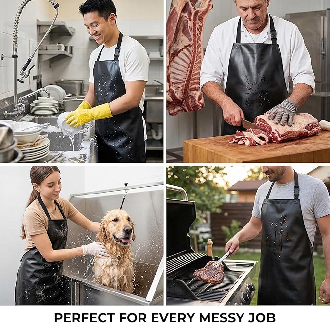 Homsolver 2 Pack Waterproof Rubber Aprons, Heavy Duty Butcher for Men, Chemical Vinyl Plastic Aprons for Dishwashing - Image 7