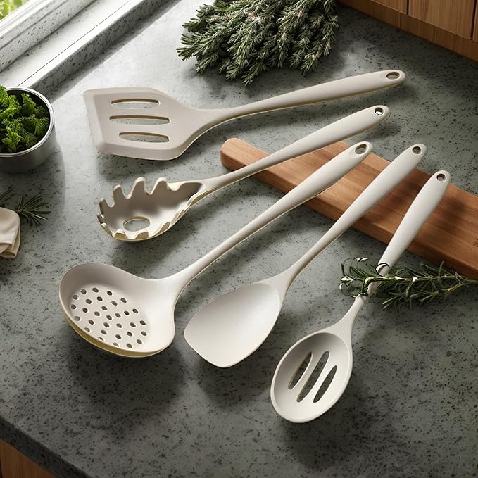 Silicone Kitchen Utensils Set - 15 Pieces Non Toxic Silicone Utensils Set For Cooking,428°F Heat Resistant Food Grade Kitchen Tools,Dishwasher Safe(Khaki, 15 Piece Set)