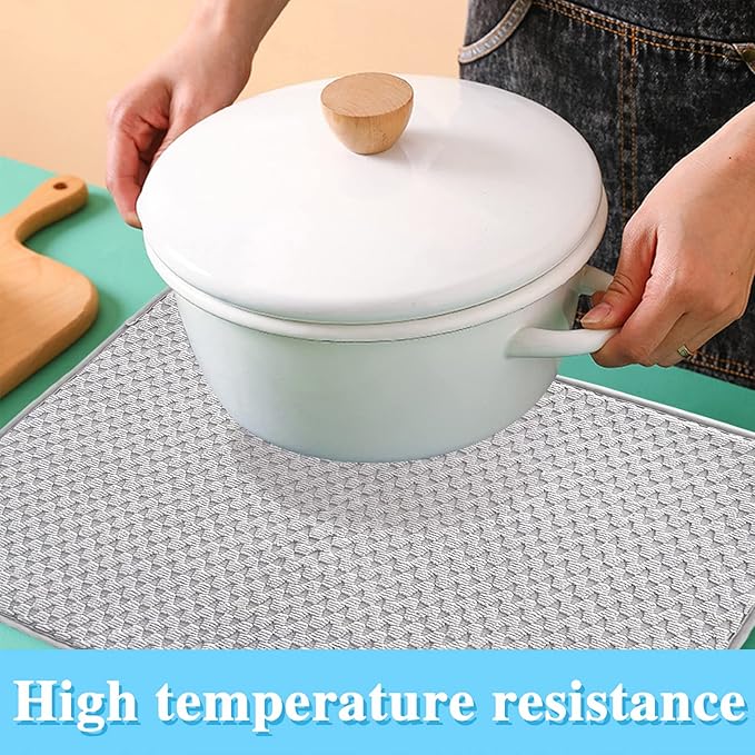 2 Pack Microfiber Dish Drying Mat,24*17 inch Absorbent Dish Drainer Kitchen Counter,Large Size Dish Drying Pad for Countertops,Sinks,Draining Racks(Gray) - Image 7