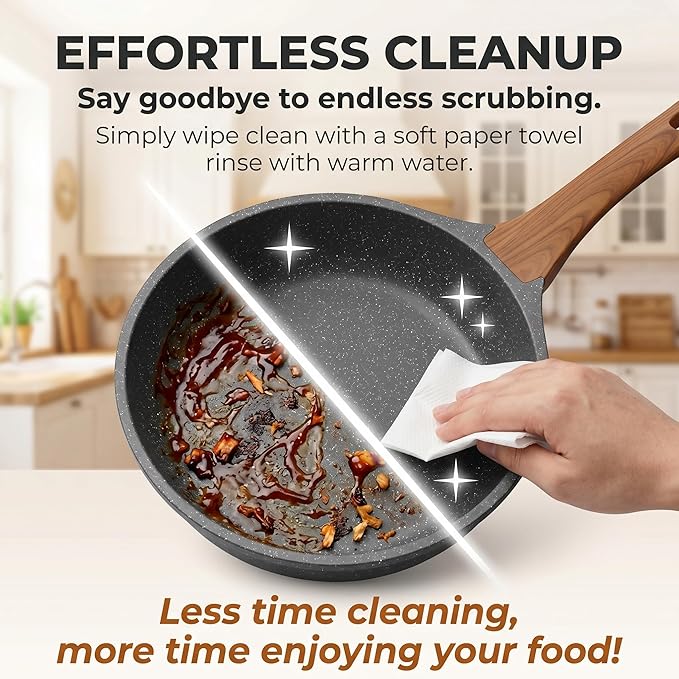 YASHE 11 Inch Nonstick Saute Pan with Glass Lid, 4.5 QT Large Deep Skillet & Frying Pan, Healthy Granite Stone Cookware for Family, One Pan Replaces Five, Induction Compatible, PFOA Free