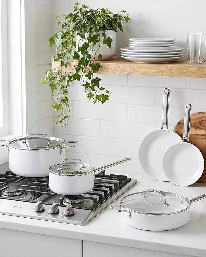 Ceramic Cookware Set - Nonstick Kitchen Pots and Pans Set, Induction Cookware Sets with Cooking Utensils Set, Non Toxic Cookware Set, Non Stick Pan Set for Cooking Pot, Oven & Dishwasher Safe, Gift - Image 9