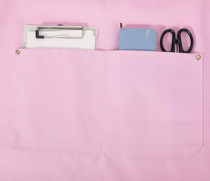 AFUN Chef Aprons for Men Women with Oversized Pockets, 16-Ounce Cotton Canvas Cross Back Heavy Duty Work Apron (Light Pink) - Image 6
