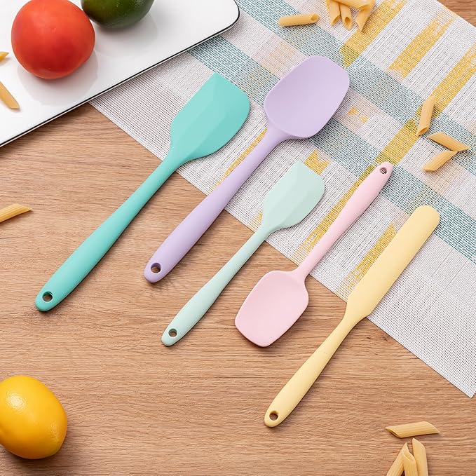 Silicone Spatula Set, 5 Piece Food Grade Rubber Spatulas for Baking, Cooking, and Mixing High Heat Resistant Non Stick Dishwasher Safe BPA-Free (Multicolor 3) - Image 7