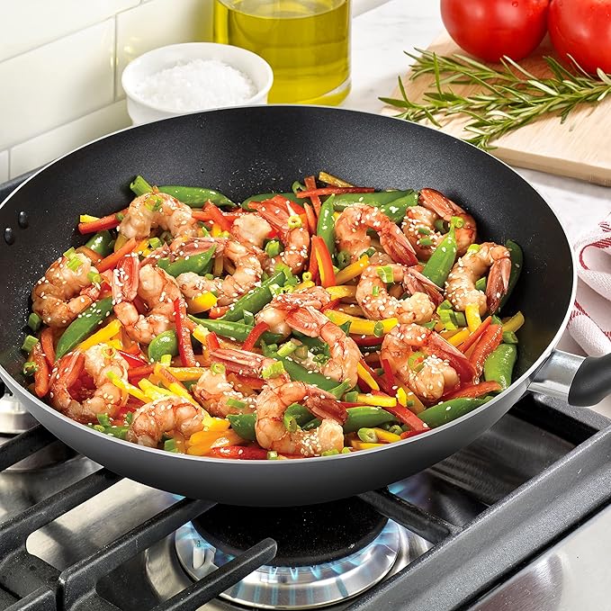 T-Fal Specialty Nonstick Woks & Stir-Fry Pan 14 Inch Oven Broiler Safe 350F Cookware, Pots and Pans, Dishwasher Safe Black - Image 7