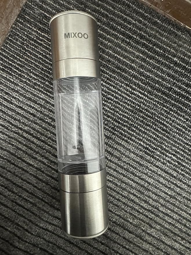 Mixoo Salt and Pepper Grinder - 2 in 1 Manual Stainless Steel Salt Pepper Mill Herb Spice Grinder Shakers Refillable with Adjustable Coarseness Ceramic Rotor and Dual Clear Acrylic Chamber - Image 8
