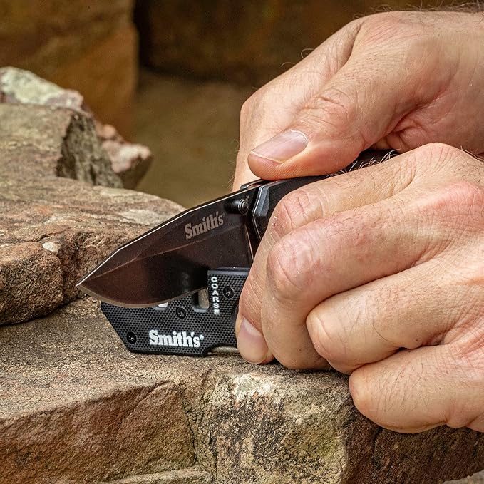 Smith’s Pocket Pal Tactical Knife Sharpener - 2 Stage Sharpener & Diamond Sharpening Rod - Pocket Clip - Outdoor Hunting Knife & Hook Sharpener - Compact & Lightweight - Image 8