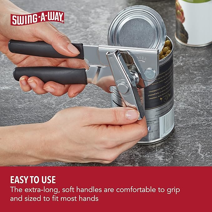 Swing-A-Way Portable Can Opener, Features an Ergonimic Handle for Optimal Comfort, and Built-in Bottle Opener for a 2-in-1 Tool, Durable Cutting Wheel, Black - Image 5