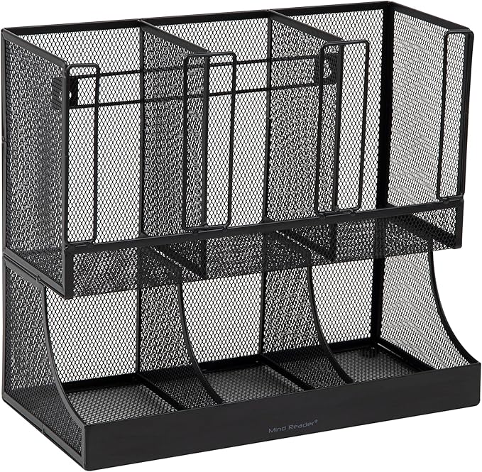 Mind Reader Multipurpose Countertop Organizer, Office Breakrooms, Cup and Condiment Station, Metal Mesh, Black - Image 7