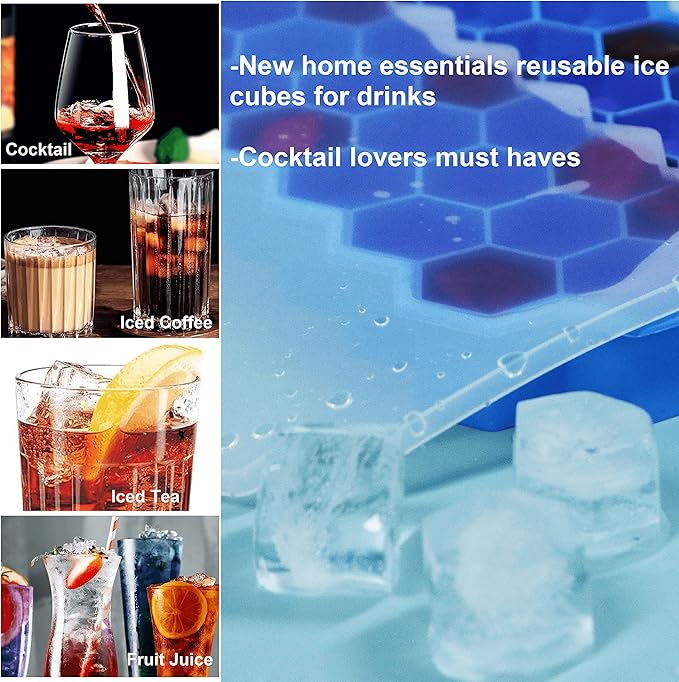 Ice Cube Trays for Freezer with Lid-37 Grid Silicone for Small Ice Cube Molds,Easy-Release Reusable in Organizer Bins or Ice Bucket for Cocktail bar or Iced Coffee Cup - Image 6