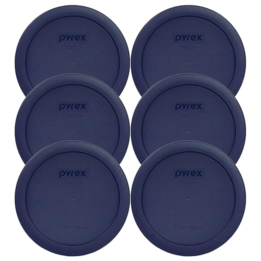 Pyrex 7201-PC 4-Cup Navy Blue Food Storage Replacement Lid (6-Pack) - Made in USA by Pyrex