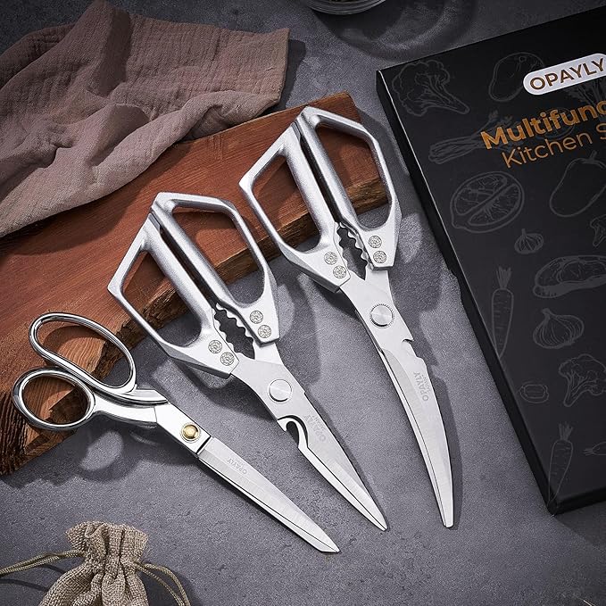 3PCS Heavy Duty Kitchen Scissors Set All Purpose - Stainless Steel Scissors Meat Scissors Dishwasher Safe Japanese Cooking Scissor for Food Paired with household tailor shears Gifts for Men Women - Image 7