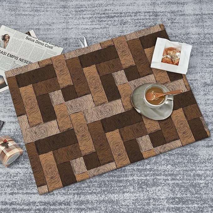 Brown Beige Dish Drying Mat Parquet Pattern Wooden Style Drying Rack Pad Countertop Dishes Ultra Absorbent Microfiber Kitchen Counter Mat 18x24 Inch