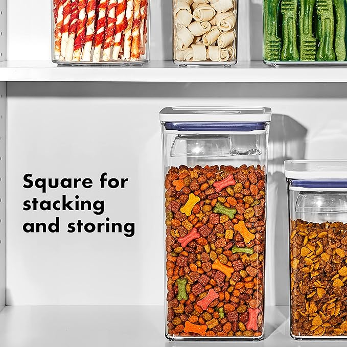 OXO Good Grips Pet Food Container 6.0 Qt | Clear | Airtight Seal | With Half Cup Scoop | Pack of 4 - Image 6
