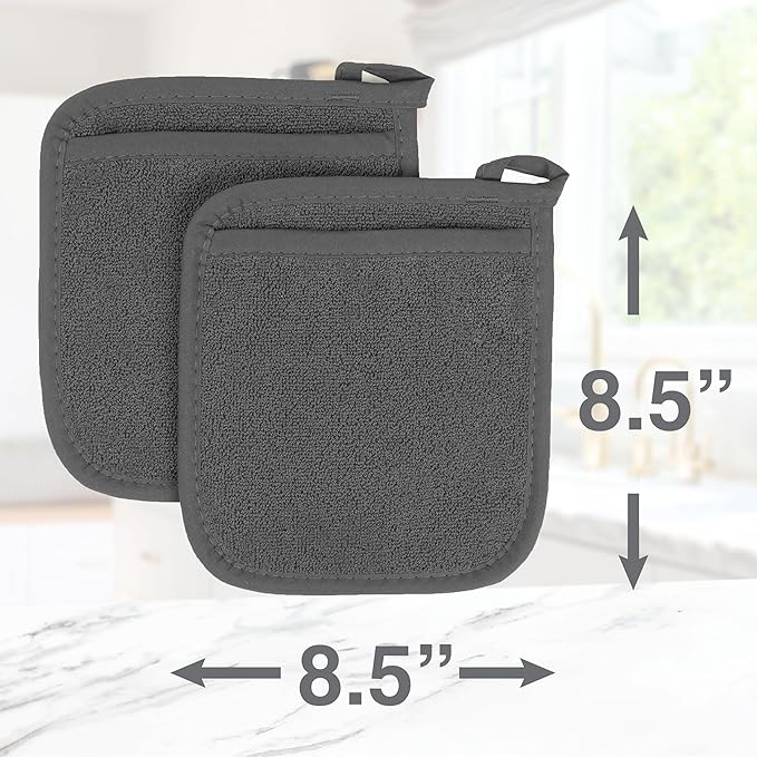 RITZ Terry Pocket Mitt & Hot Pad: Unparalleled Heat Resistant, Durable 100% Cotton – Ergonomically Designed for Optimal Grip – Easy-Care Machine Washable – 4-Pack, Graphite - Image 7