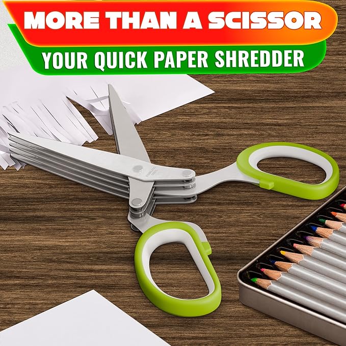 Herb Scissors with 5 Blades and Cover – Stainless Steel Herb Cutter with Ergonomic Handle and Cleaning Brush, Dishwasher Safe Design – 5x Faster Cutting of Cilantro, Parsley, Green Onion & Fresh Herbs - Image 9
