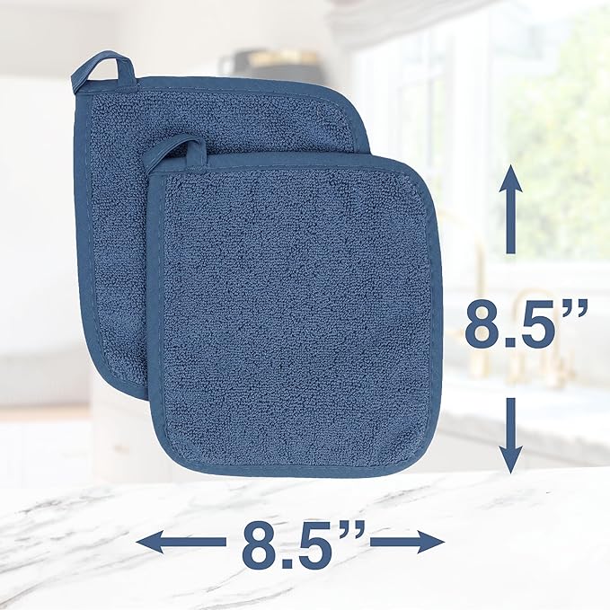 RITZ Terry Potholder & Hot Pad: Unparalleled Heat Resistant, Durable 100% Cotton – Ergonomically Designed for Optimal Grip – Easy-Care Machine Washable – 4-Pack, Federal Blue - Image 7