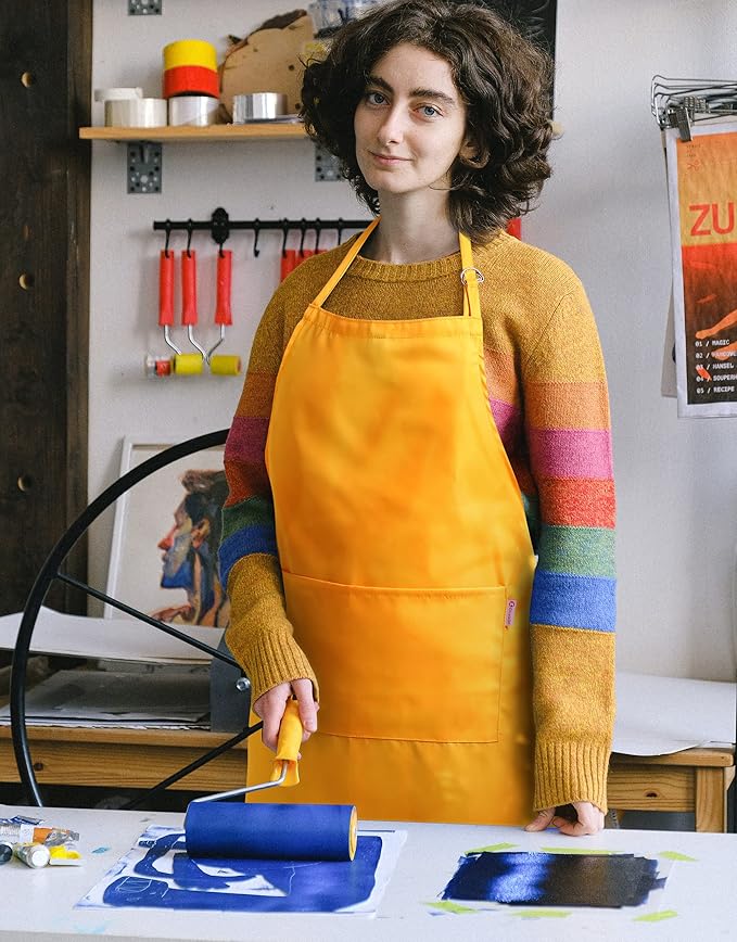 Orange Yellow Apron for Women with Pockets | Lightweight and Adjustable Apron