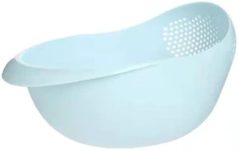 Rice Sieve Plastic Colander Kitchen Drain Basket with Handles Rice Bowl Strainer Strainer Basket Sink Drain Kitchen Tools (blue)
