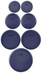 Pyrex (2) 7202-PC, (2) 7200-PC, (2) 7201-PC, and (1) 7402-PC Dark Blue Plastic Lids by Pyrex